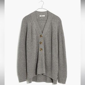 Madewell Ribbed Lyle Henley Sweater - Heather Grey - XS